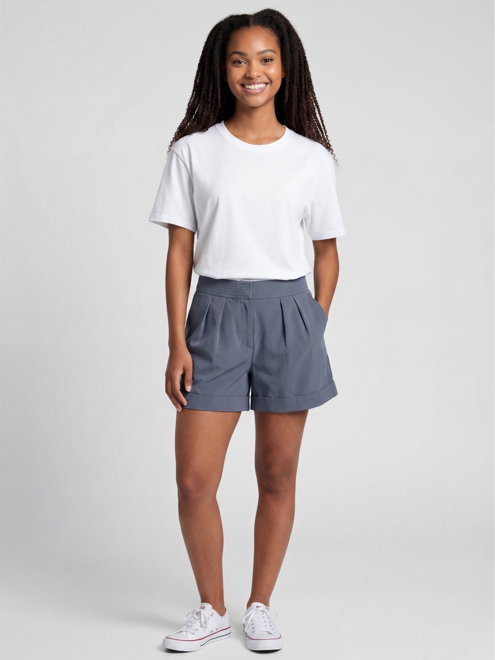 Frenchi Lightweight Gray Pull On Dress Shorts Women’s Large Elastic Waist